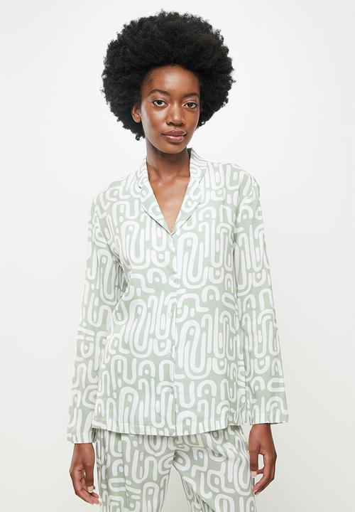 Superbalist - Sleep shirt & pants set - curved lines