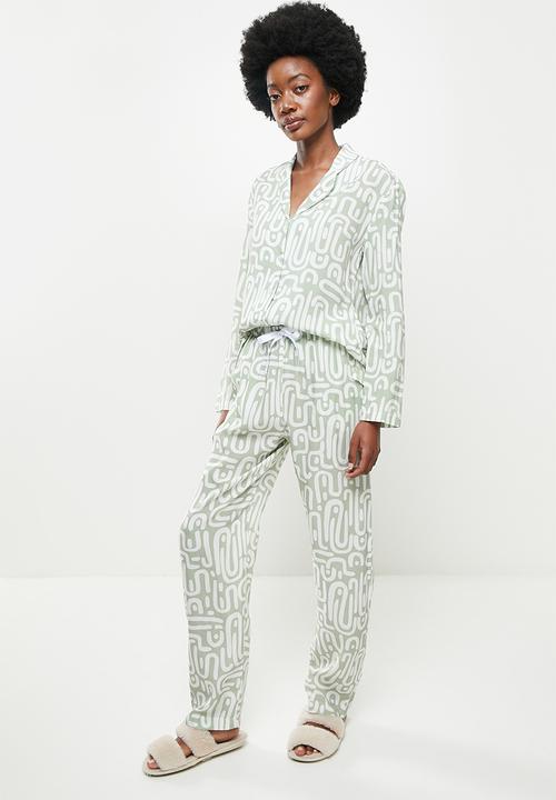 Superbalist - Sleep shirt & pants set - curved lines