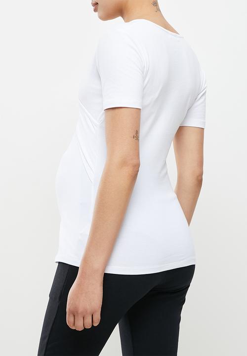 edit Maternity - Maternity wrap bodice nursing tee - white