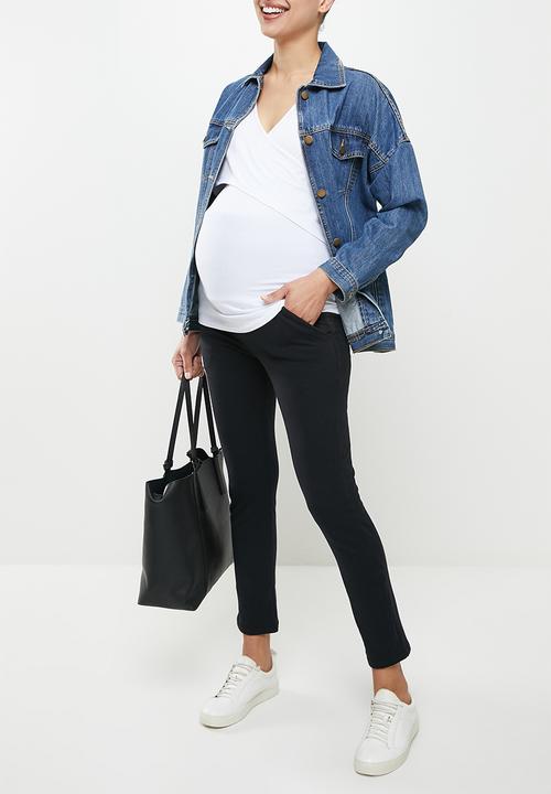 edit Maternity - Maternity wrap bodice nursing tee - white