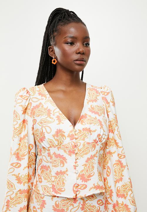 Glamorous - Paisley print button down corset blouse - multi