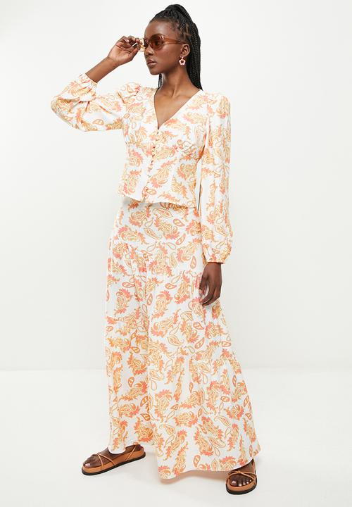 Glamorous - Paisley print maxi skirt coord - multi