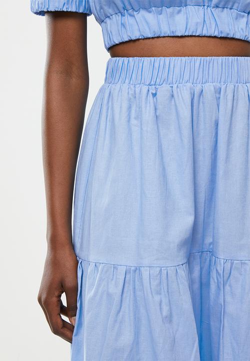 Glamorous - Tiered midi skirt coord - cornflower blue