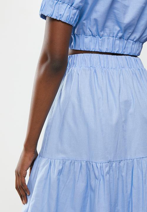 Glamorous - Tiered midi skirt coord - cornflower blue