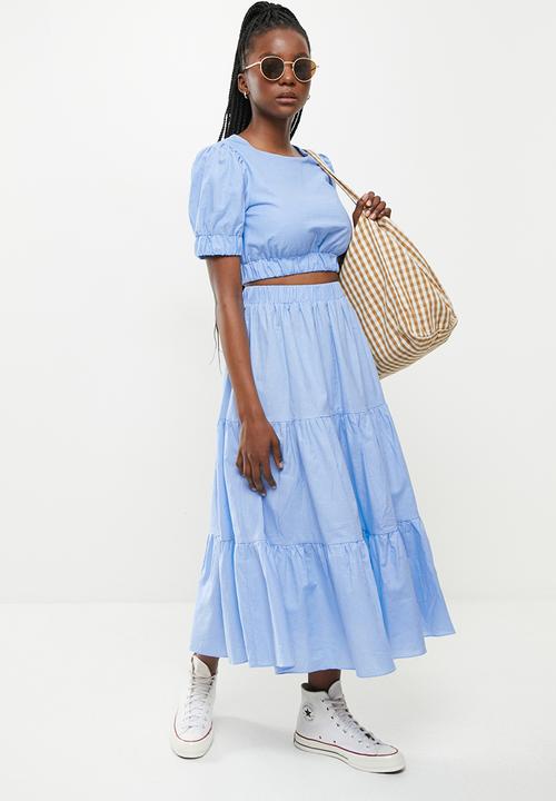 Glamorous - Tiered midi skirt coord - cornflower blue