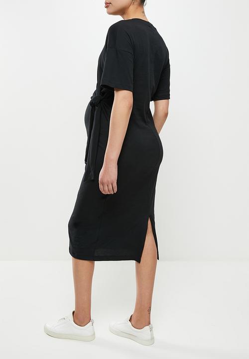 edit Maternity - Maternity knot front column dress - black