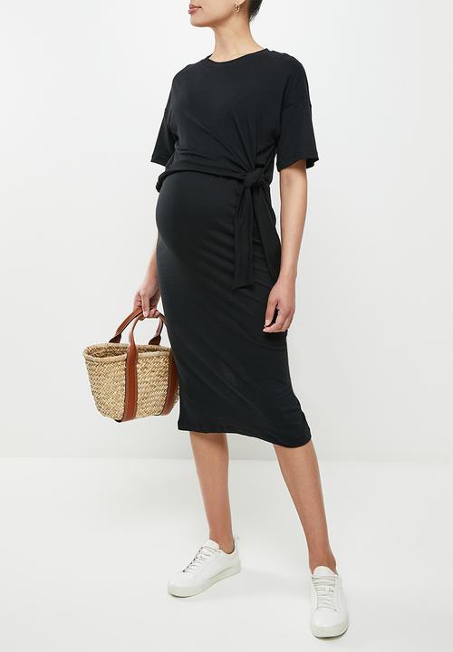 edit Maternity - Maternity knot front column dress - black