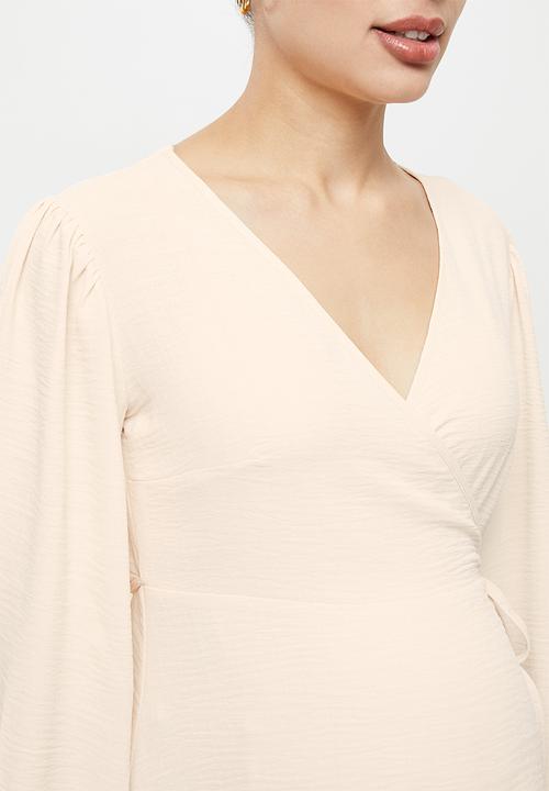edit Maternity - Wrap satin blouse - white swan