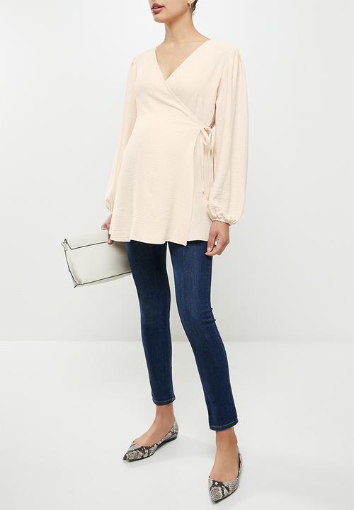 edit Maternity - Wrap satin blouse - white swan