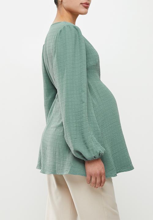 edit Maternity - Wrap satin blouse - frosty green