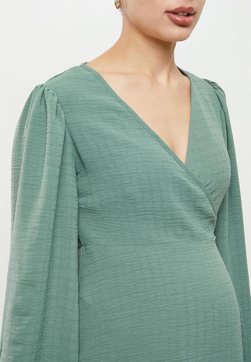 edit Maternity - Wrap satin blouse - frosty green