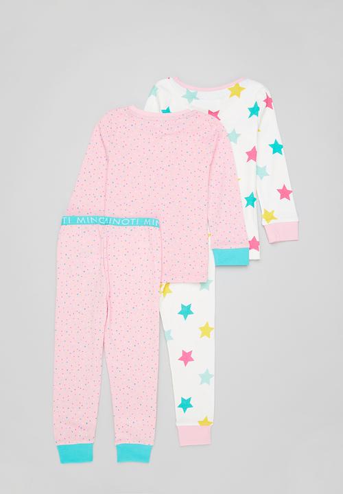 MINOTI - 2 pack spot & stars  pyjama set - pink 