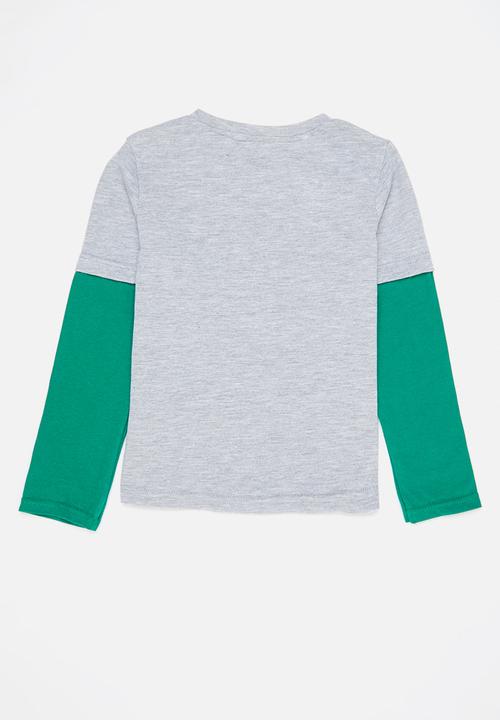 Pop Candy - Graphic tee - light grey mel & teal