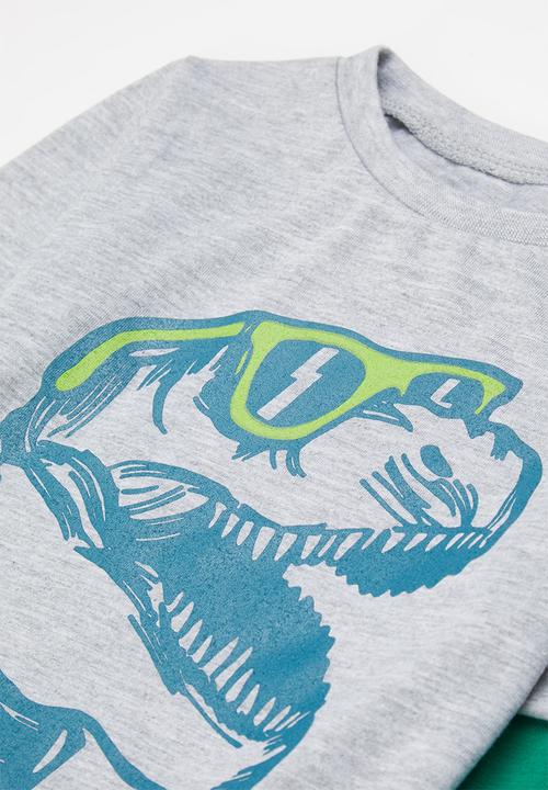 Pop Candy - Graphic tee - light grey mel & teal