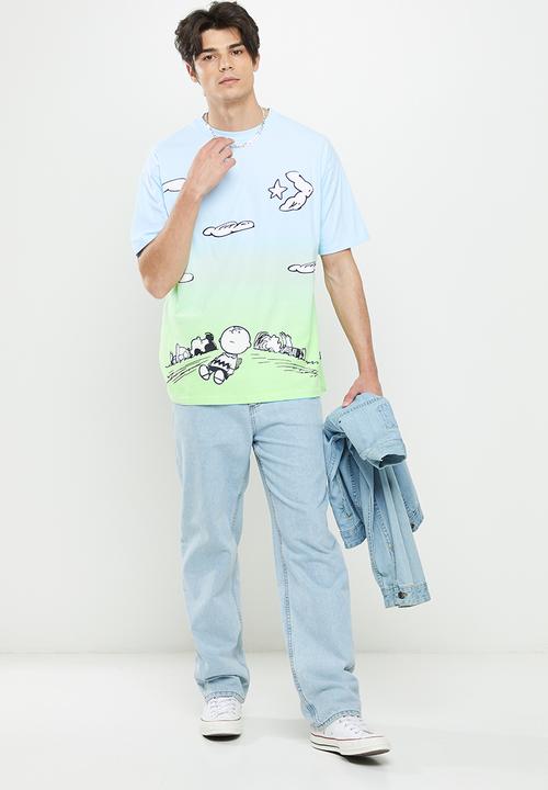 Converse - Converse x peanuts pocket T-shirt - chambray blue & lime rave