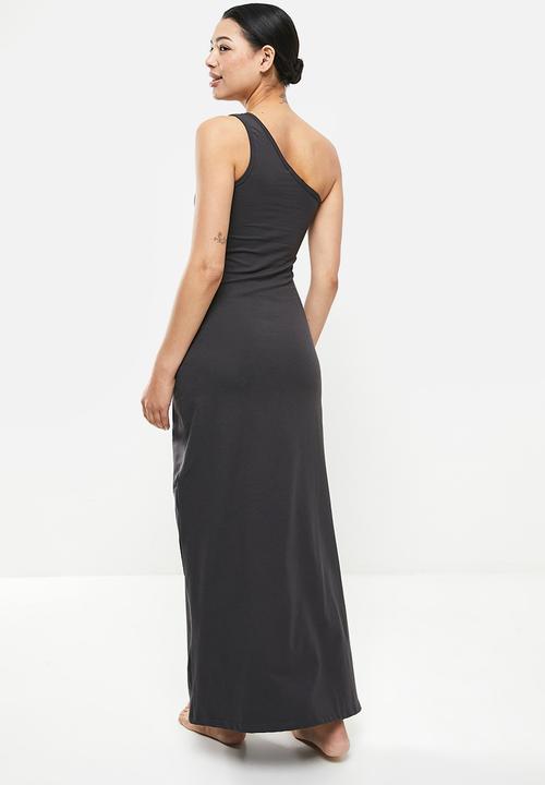 STRONG by T-Shirt Bed Co. - Morden maxi cold shoulder - deep charcoal