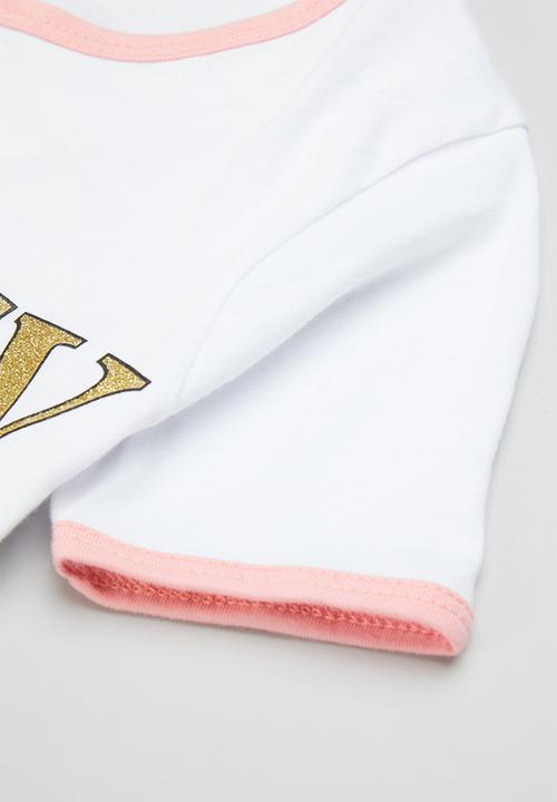 Pop Candy - Ringer tee - white & pink