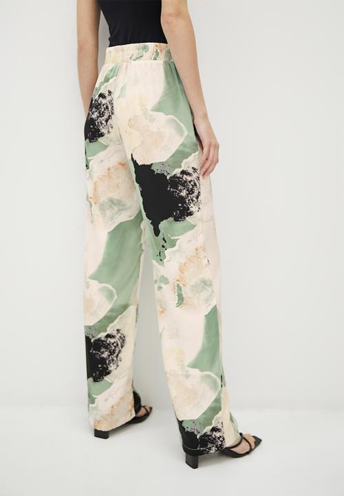 VELVET - Printed wide leg pant - marble print