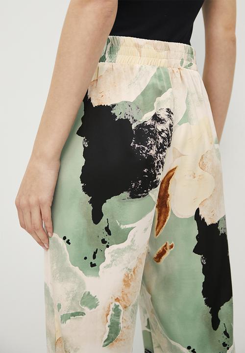 VELVET - Printed wide leg pant - marble print