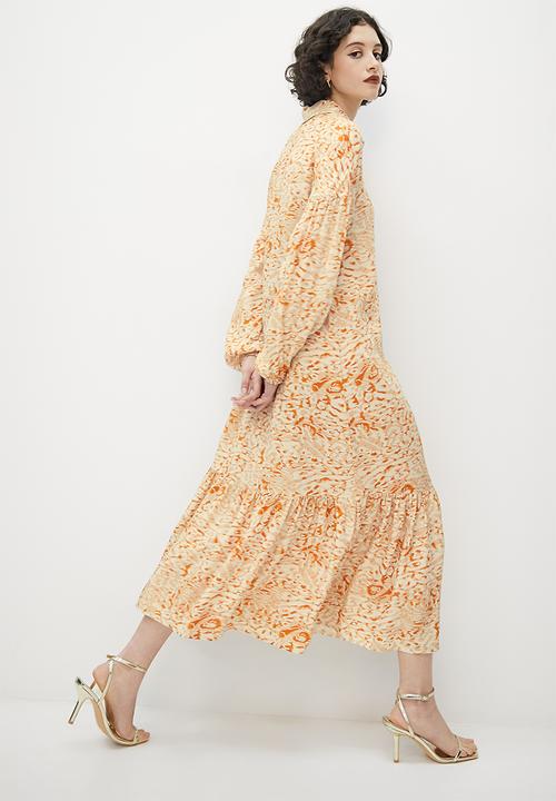 VELVET - Printed drop neck shirt dress - abstract animal