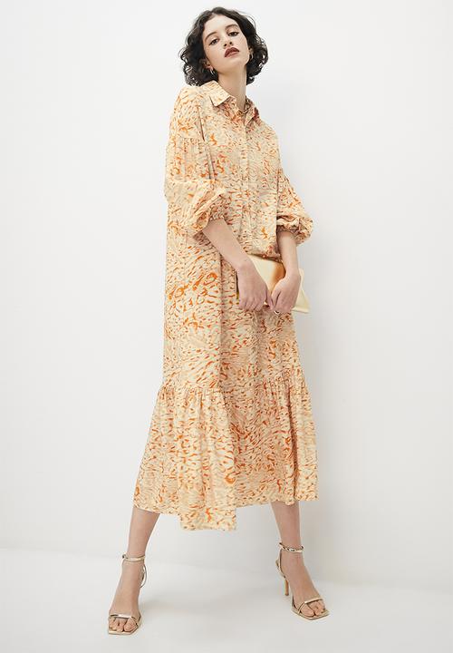 VELVET - Printed drop neck shirt dress - abstract animal