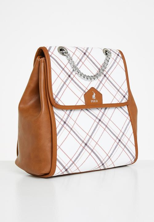POLO - Tartan backpack - white