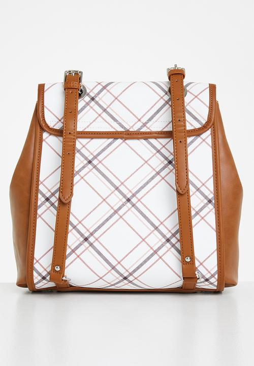POLO - Tartan backpack - white