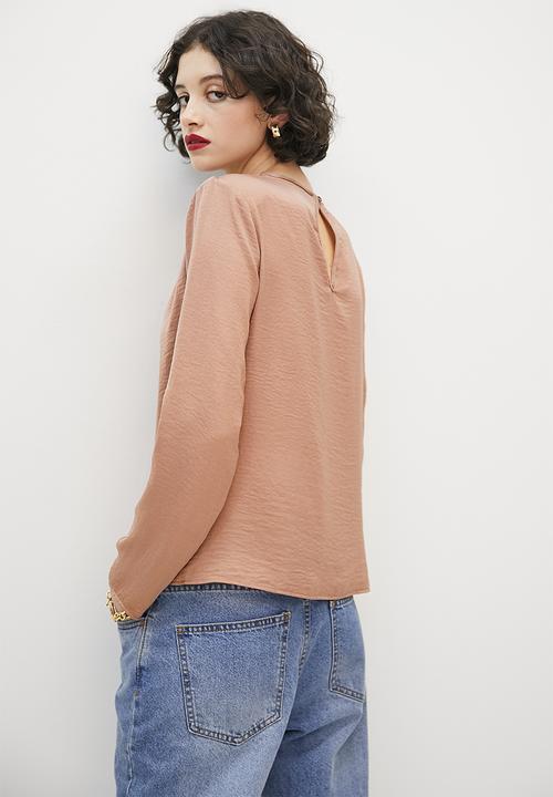 VELVET - Luxe draped neckline blouse - taupe