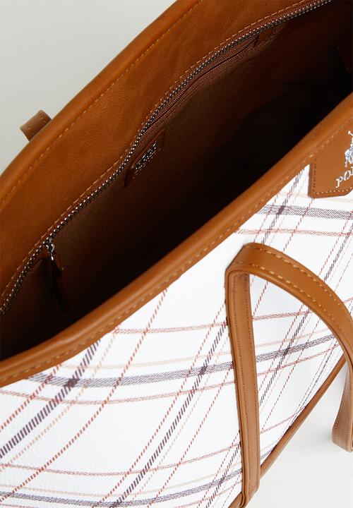 POLO - Tartan tote - white