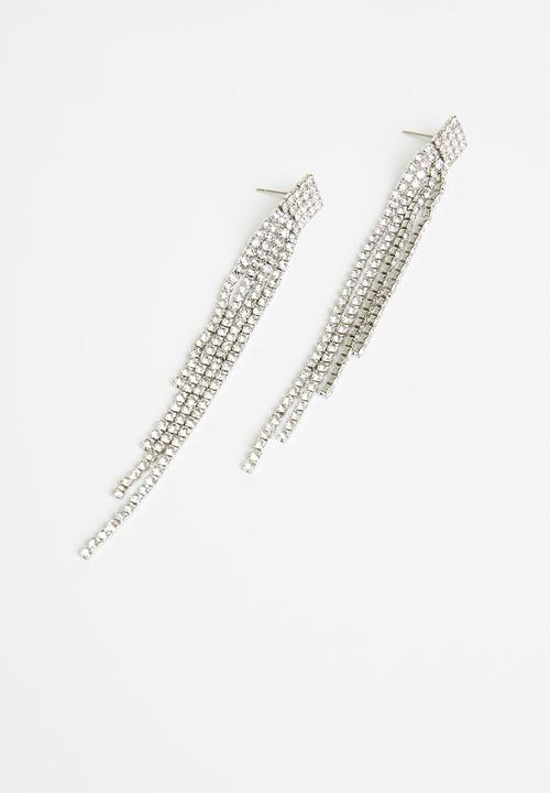 Superbalist - Diamante statements earrings - silver