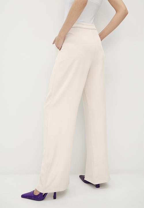 VELVET - Wide leg formal trouser - neutral