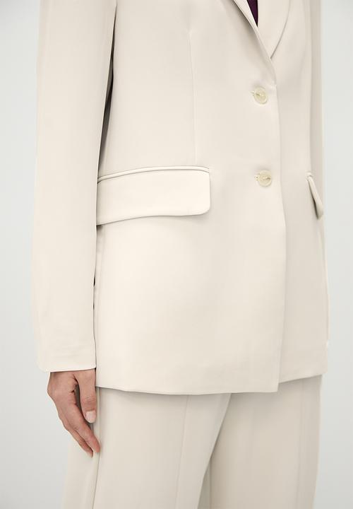VELVET - Longline blazer with shoulderpad - neutral
