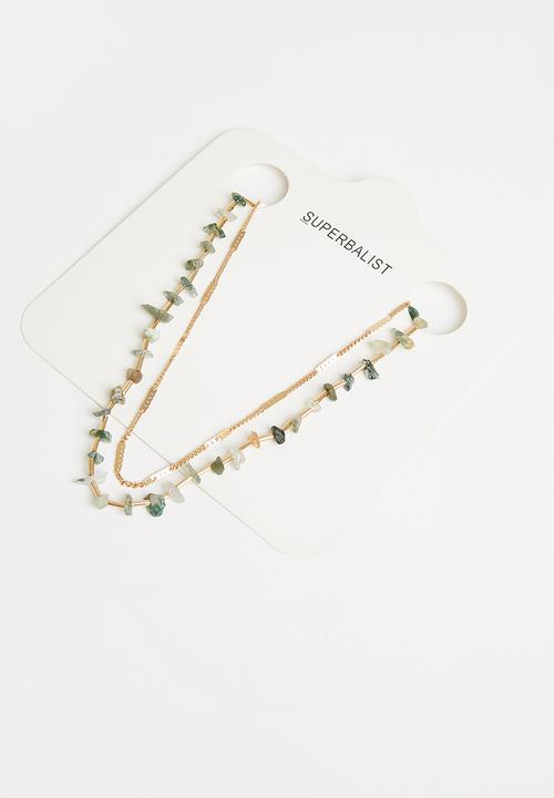 Superbalist - Amelia layered necklace - gold & green