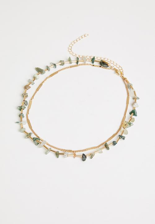 Superbalist - Amelia layered necklace - gold & green