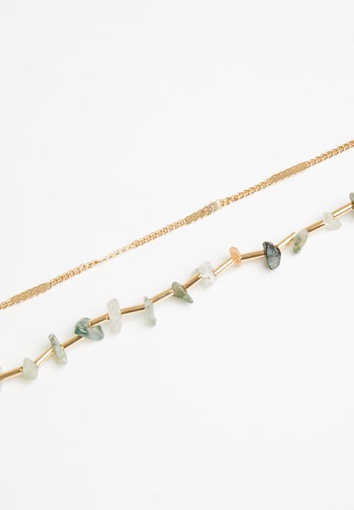 Superbalist - Amelia layered necklace - gold & green