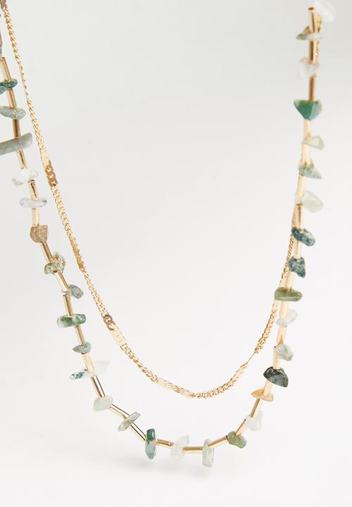 Superbalist - Amelia layered necklace - gold & green