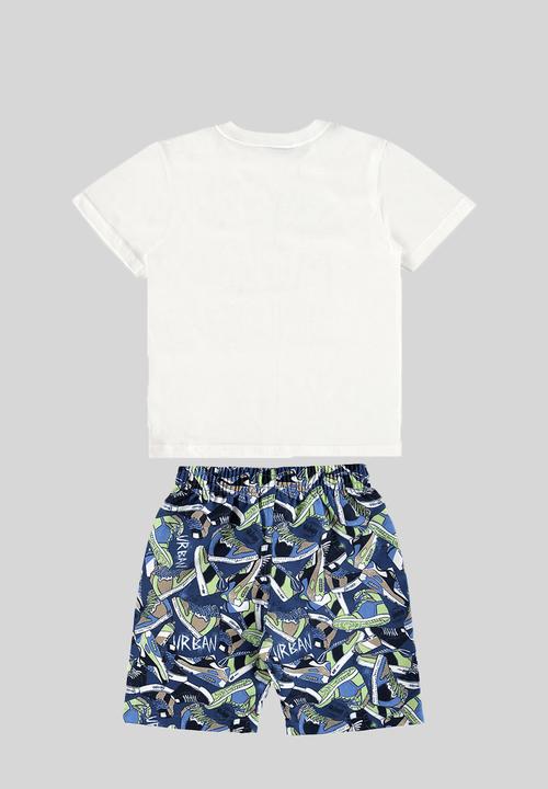 Quimby - Tee and microfiber bermuda set - white
