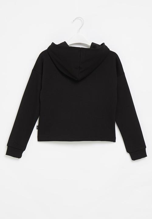 PUMA - Ess+ logo cropped hoodie tr g - puma black