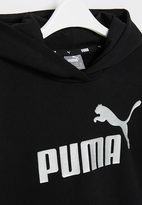 PUMA - Ess+ logo cropped hoodie tr g - puma black