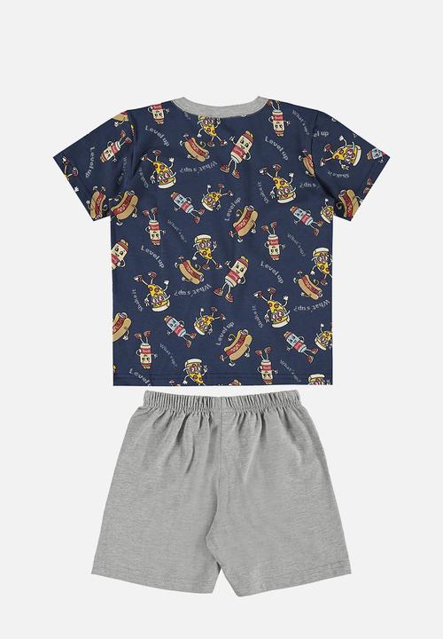 Quimby - Tee and bermuda pajama set - dark blue