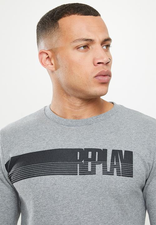 Replay - Replay side printed logo sweat crew - grey