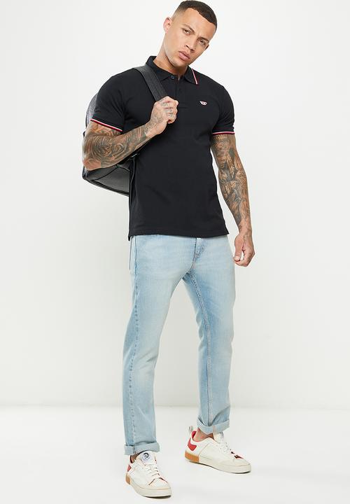 Diesel  - T-smith-d short sleeve golfer - black