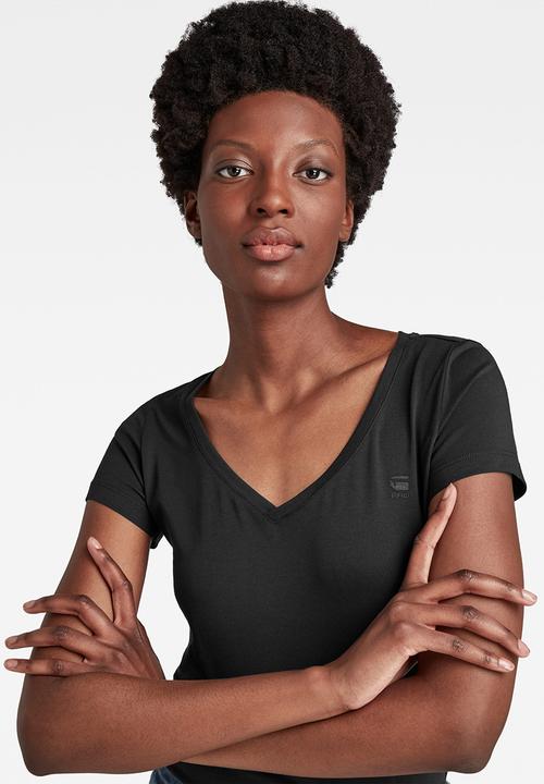 G-STAR - Base V-Neck Cap Sleeve Top - Black