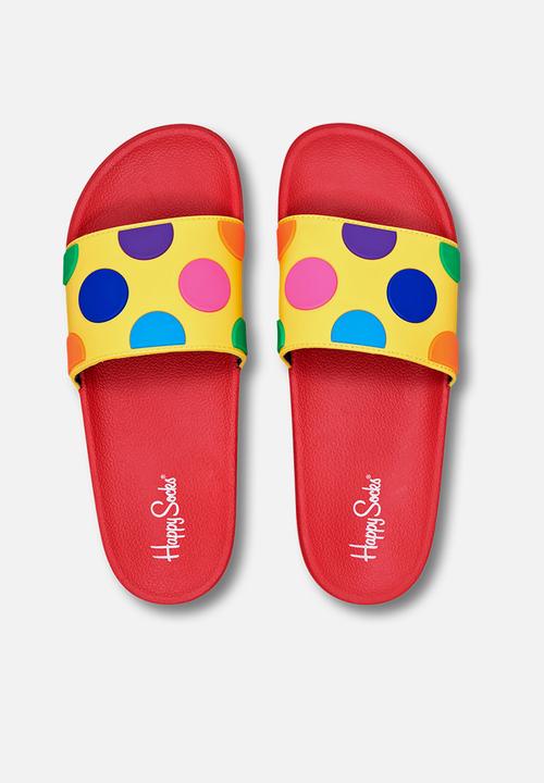 Happy Socks - Pool slider big dot- red/yellow 