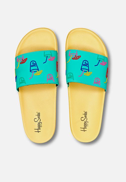 Happy Socks - Pool slider lemonade - yellow/green
