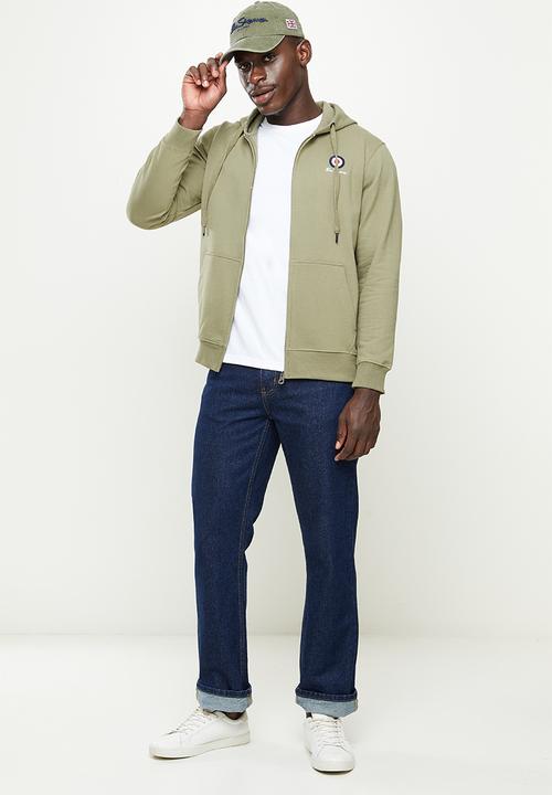 Ben Sherman - Target emb zip thru hoodie - olive