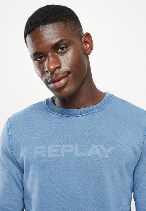 Replay - Essential logo crew sweat - light blue