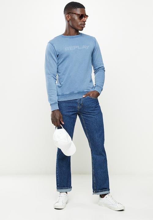 Replay - Essential logo crew sweat - light blue