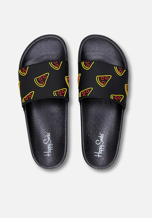 Happy Socks - Pool slider pizza slice - black