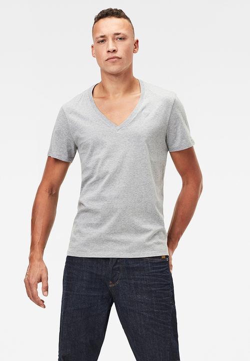 G-STAR - Base heather v-neck short sleeve tee 2 pack - grey heather 